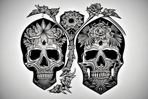 skull on top of hourglass tattoo idea