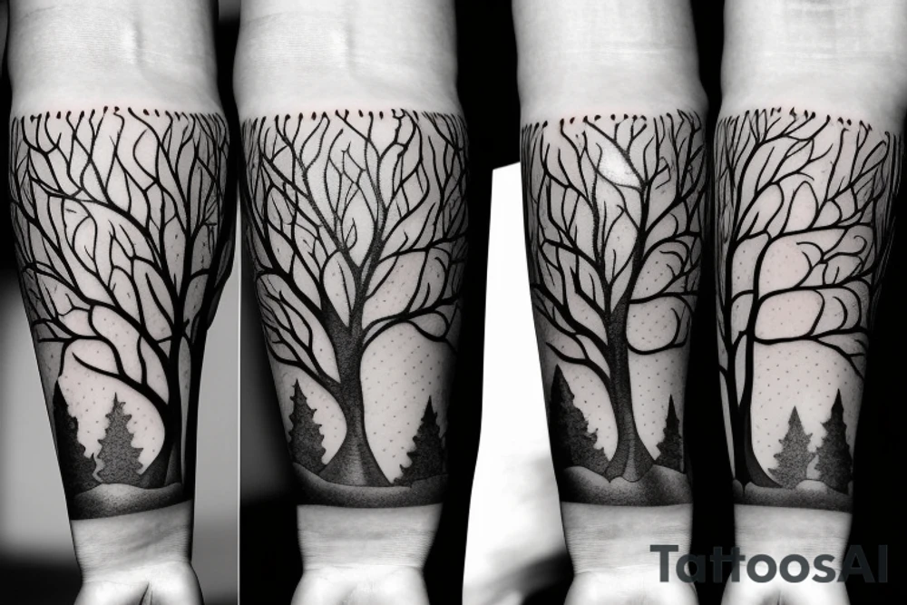 Tree with date for forearm tattoo idea