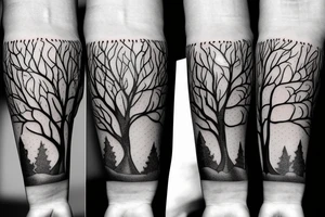 Tree with date for forearm tattoo idea