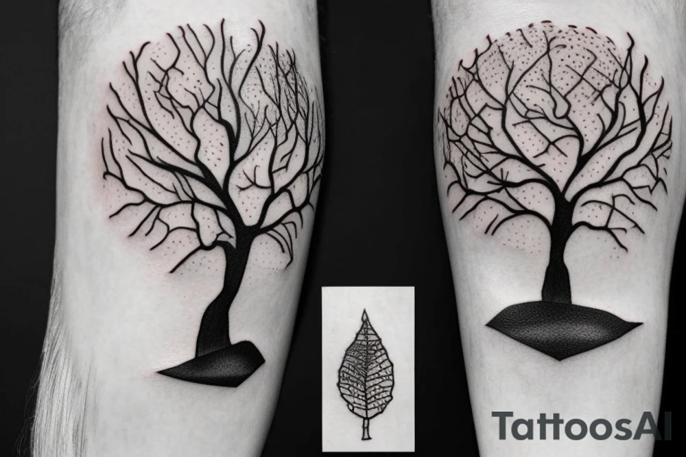 Tree with date for forearm tattoo idea