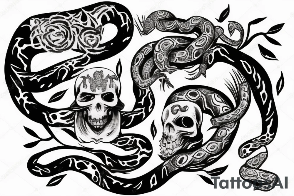 snake through skull tattoo idea
