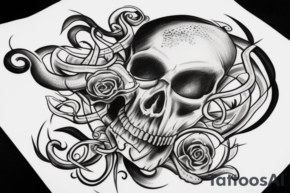 snake through skull tattoo idea
