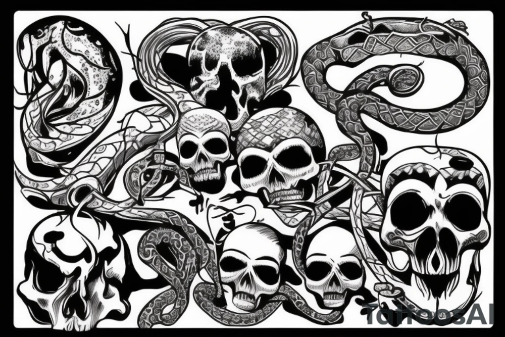 snake and skull tattoo idea