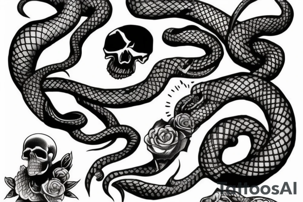 snake and skull tattoo idea