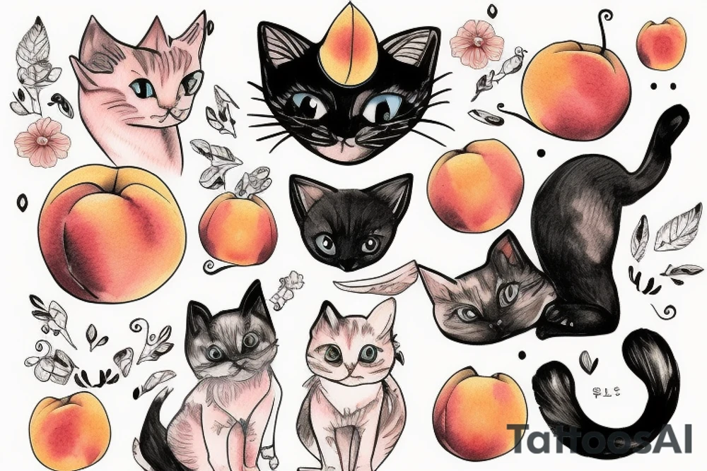 Peach cat tattoo idea