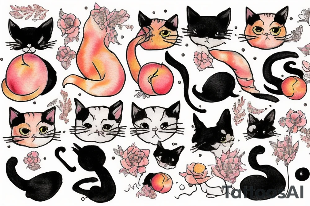 Peach cat tattoo idea