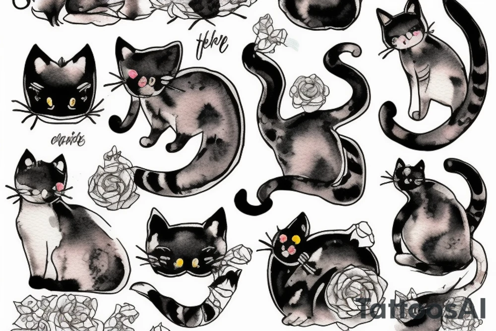 cat named peach tattoo idea