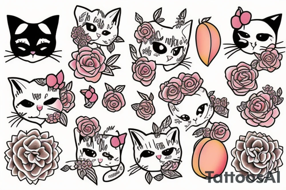 cat named peach tattoo idea