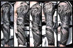 kraken and two-handed hammer tattoo idea