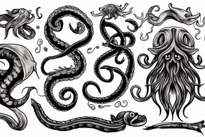 kraken and two-handed hammer tattoo idea
