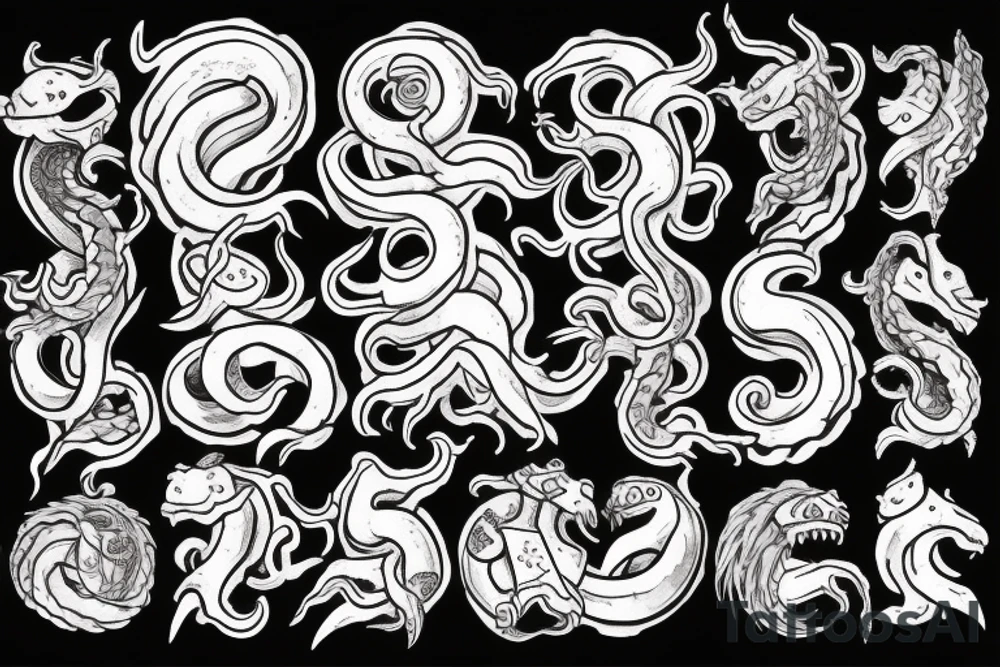 kraken with two-handed hammer tattoo idea