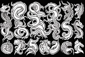 kraken with two-handed hammer tattoo idea