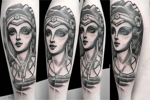 Statue of Themis split into pieces tattoo idea