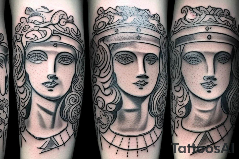 Statue of Themis split into several parts tattoo idea Statue of Themis split into several parts tattoo idea