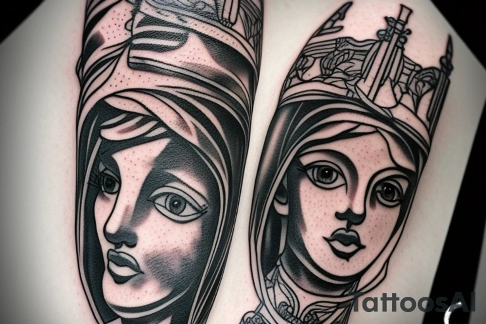 Statue of Themis split into several parts tattoo idea Statue of Themis split into several parts tattoo idea