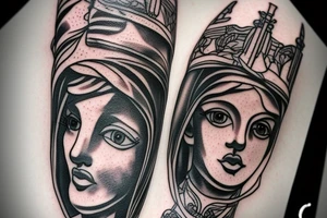 Statue of Themis split into several parts tattoo idea