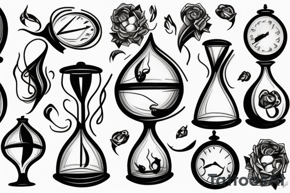 hourglass flying throw time tattoo idea