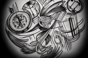 hourglass flying throw time tattoo idea