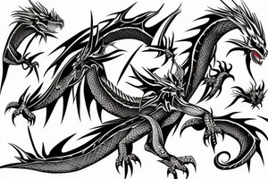 Dragon from anime  around the arm with red accents tattoo idea
