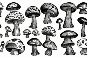 fantasy mushroom with arms and legs tattoo idea