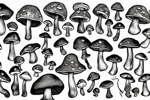 fantasy mushroom with arms and legs tattoo idea