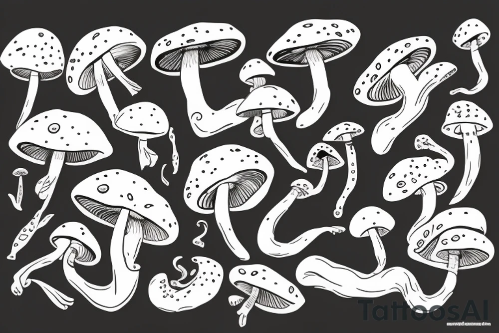 mushroom with arms and legs tattoo idea