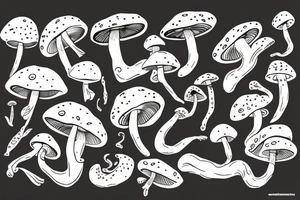 mushroom with arms and legs tattoo idea