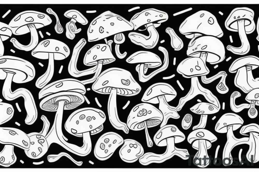 mushroom with arms and legs tattoo idea
