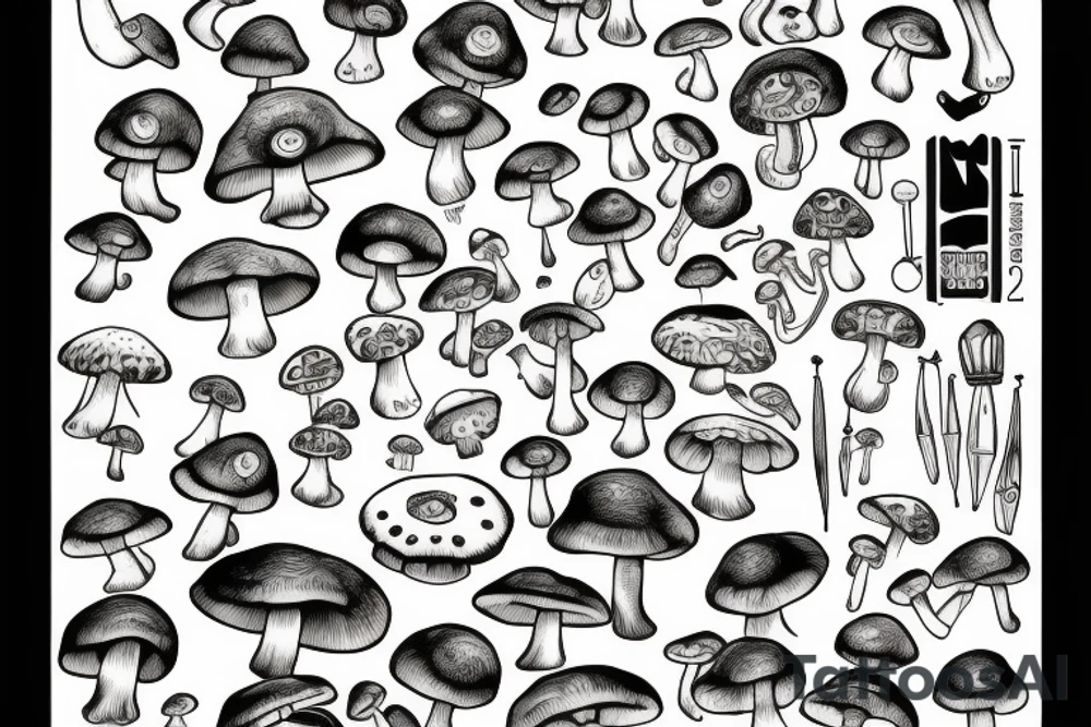 mushroom with arms and legs tattoo idea