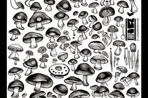 mushroom with arms and legs tattoo idea