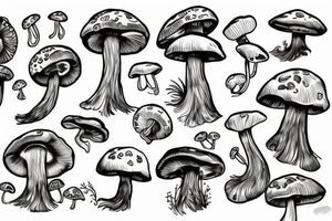 mushroom with arms and legs tattoo idea