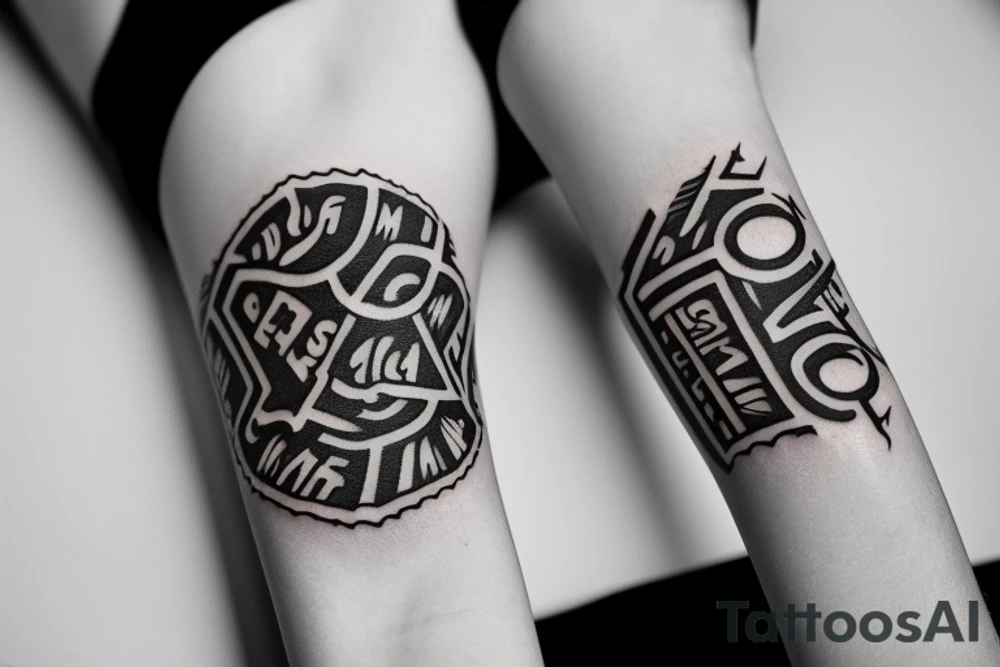 full ring around arm, and the ring is made out of the word "Far din" tattoo idea