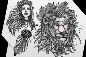 girl with lion hoody, feathers and elephant tattoo idea