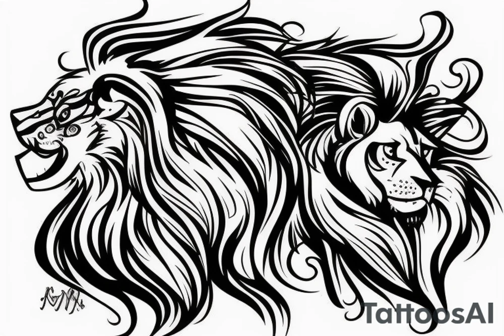 mechanical lionhead tattoo idea