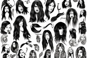 Sheeva  ugly face with long hair tattoo idea