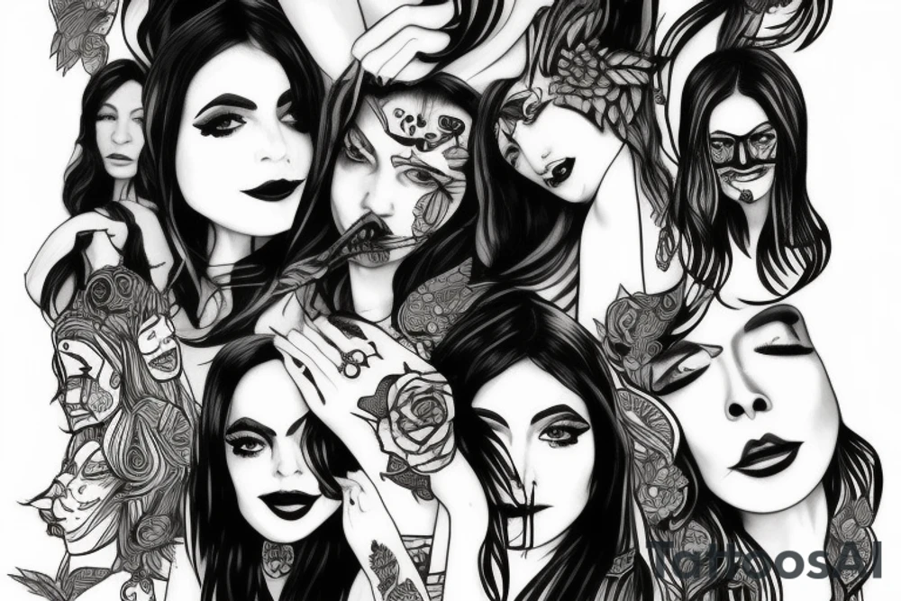Sheeva  ugly face with long hair tattoo idea