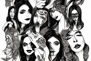 Sheeva  ugly face with long hair tattoo idea
