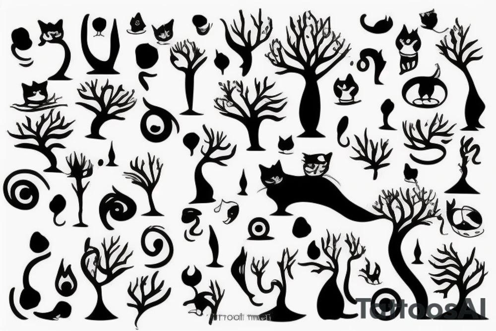 Cat and tree tattoo idea