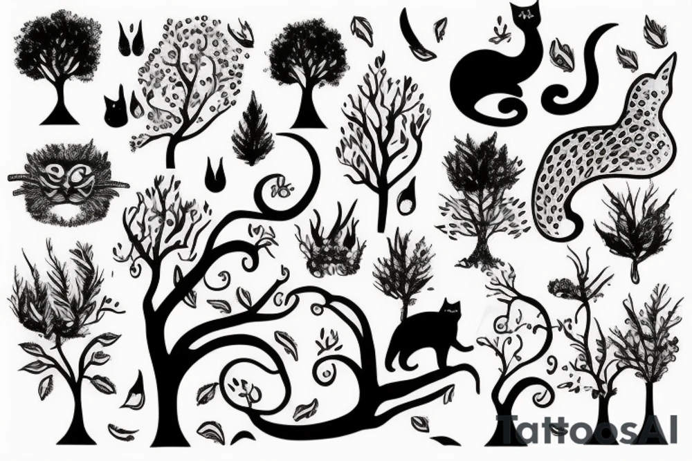 Cat and tree tattoo idea