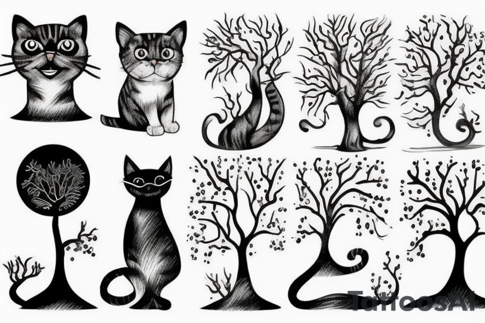 Cat and tree tattoo idea