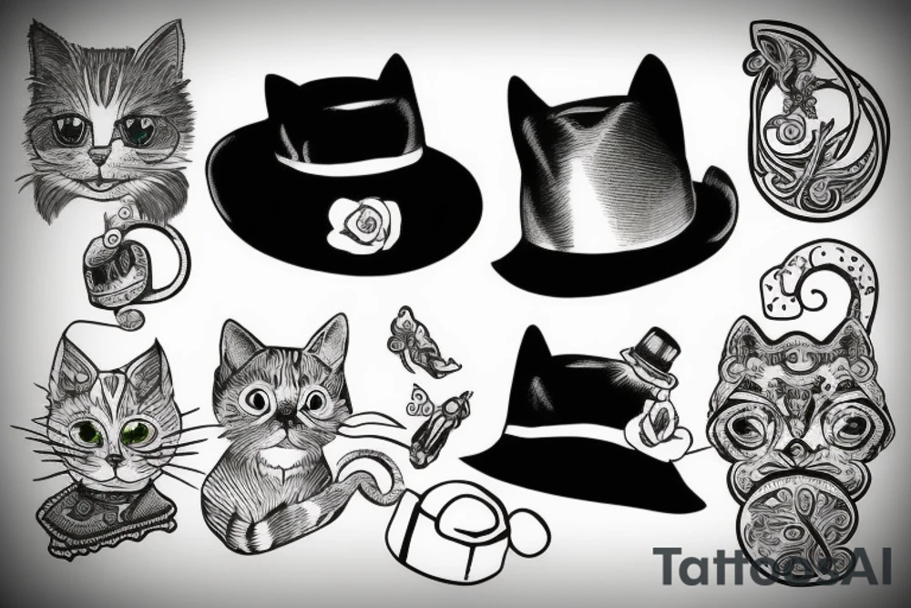 cat with a hat tattoo idea