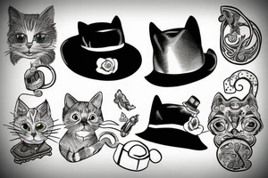 cat with a hat tattoo idea