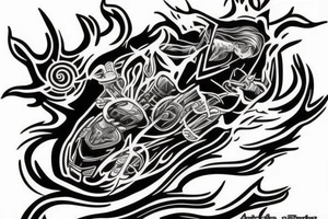 transform this quote into a tattoo but without using any words, only art and symbols: "if you're gonna ride like lightning, you're gonna crash like thunder" tattoo idea