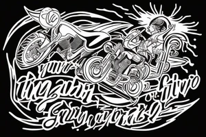 transform this quote into a tattoo but without using any words, only art and symbols: "if you're gonna ride like lightning, you're gonna crash like thunder" tattoo idea
