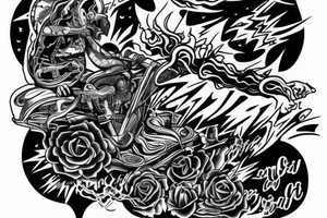 transform this quote into a tattoo but without using any words, only art and symbols: "if you're gonna ride like lightning, you're gonna crash like thunder" tattoo idea