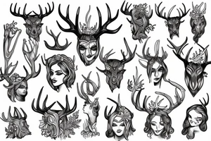 nordic godess hel with antlers tattoo idea