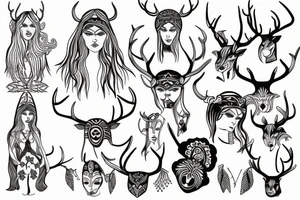 nordic godess hel with antlers tattoo idea