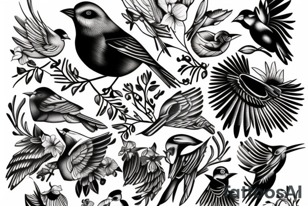 Bird on a bench tattoo idea