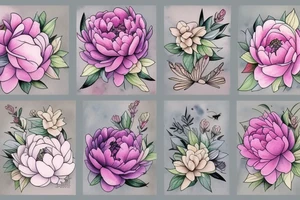 peonies and butterflies tattoo idea