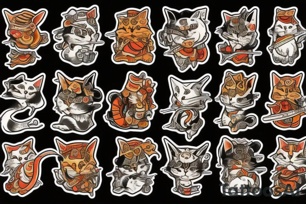 samurai cat tattoo idea